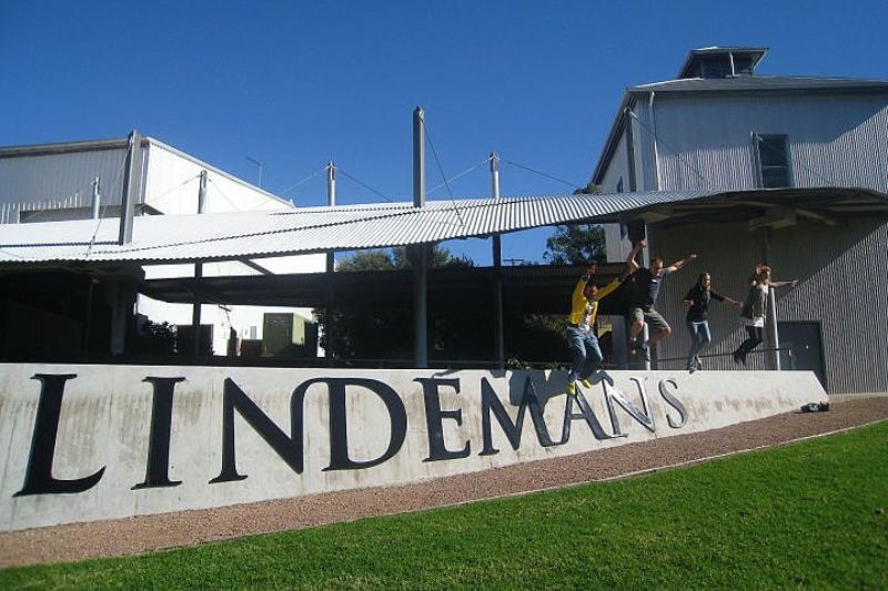 Jumping off at Lindeman's Wine in Australia.