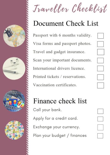 traveller checklist printable download