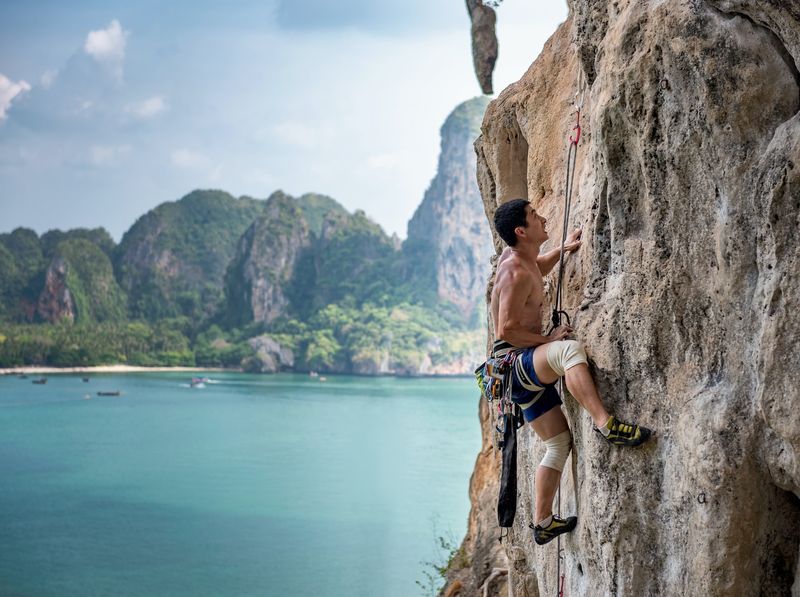 Man rock climbing in Krabi